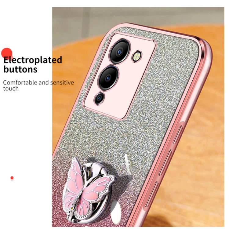For Infinix Note 12 G96 Plated Gradient Glitter Butterfly Holder TPU Phone Case