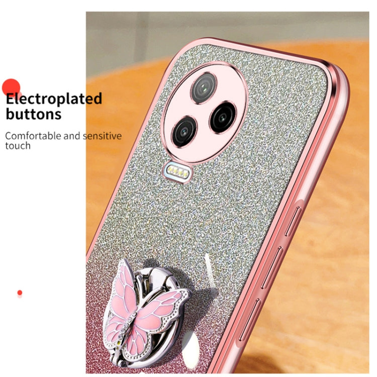 For Infinix Note 12 Pro 4G Plated Gradient Glitter Butterfly Holder TPU Phone Case
