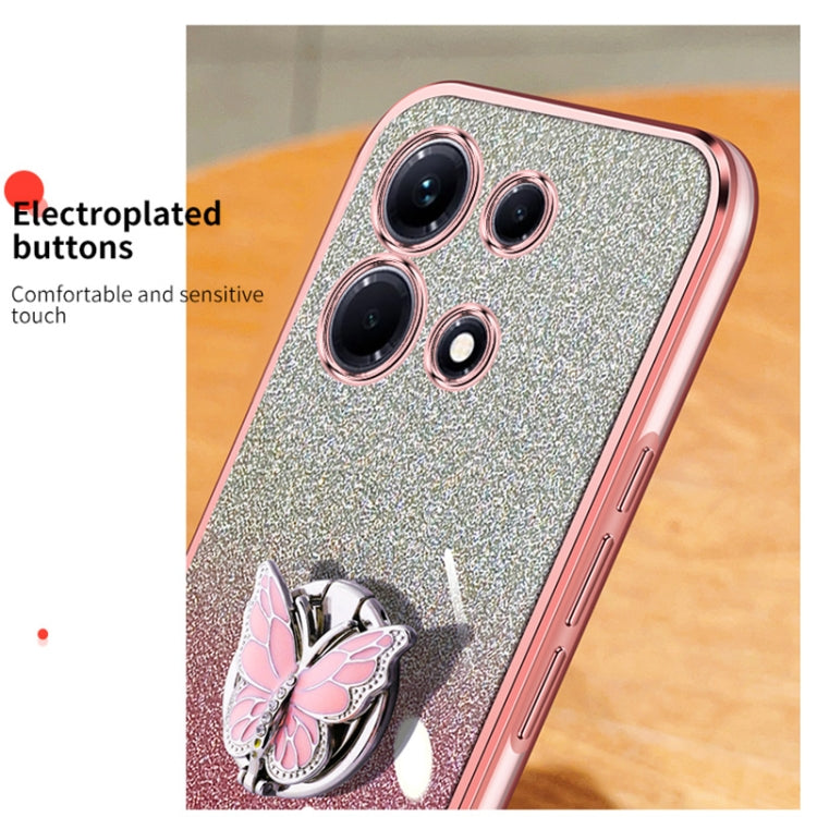 For Infinix Note 30 Plated Gradient Glitter Butterfly Holder TPU Phone Case