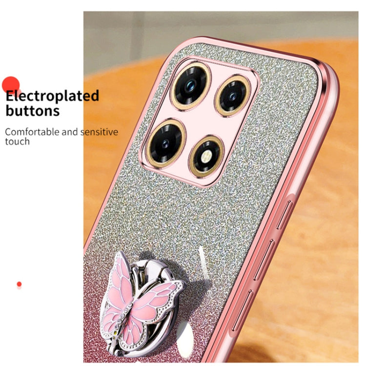 For Infinix Note 30 Pro Plated Gradient Glitter Butterfly Holder TPU Phone Case