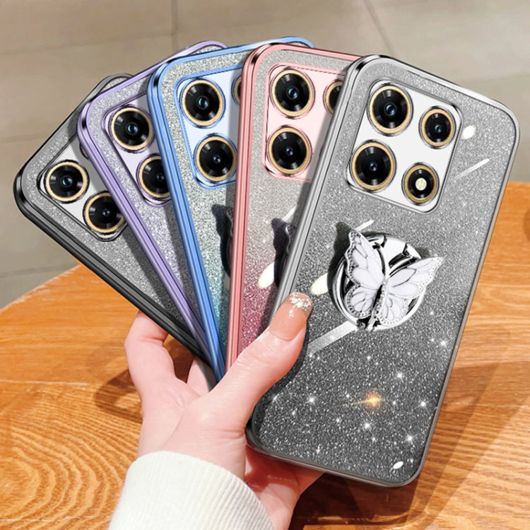 For Infinix Note 30 Pro Plated Gradient Glitter Butterfly Holder TPU Phone Case