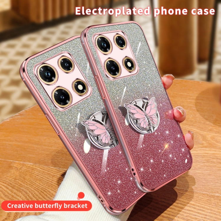 For Infinix Note 30 Pro Plated Gradient Glitter Butterfly Holder TPU Phone Case
