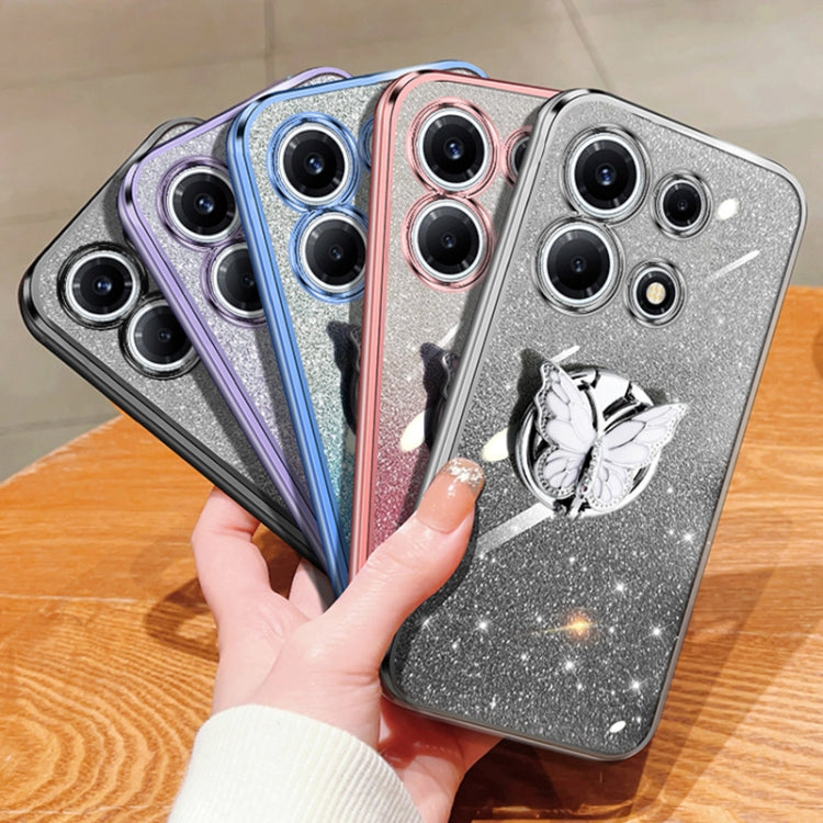 For Infinix Note 30 VIP Plated Gradient Glitter Butterfly Holder TPU Phone Case