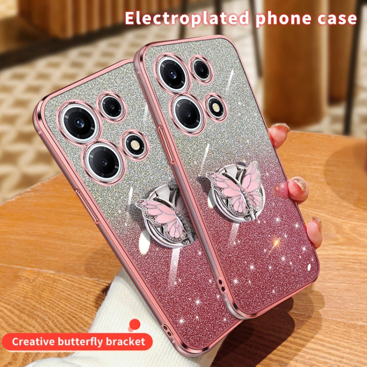 For Infinix Note 30 VIP Plated Gradient Glitter Butterfly Holder TPU Phone Case