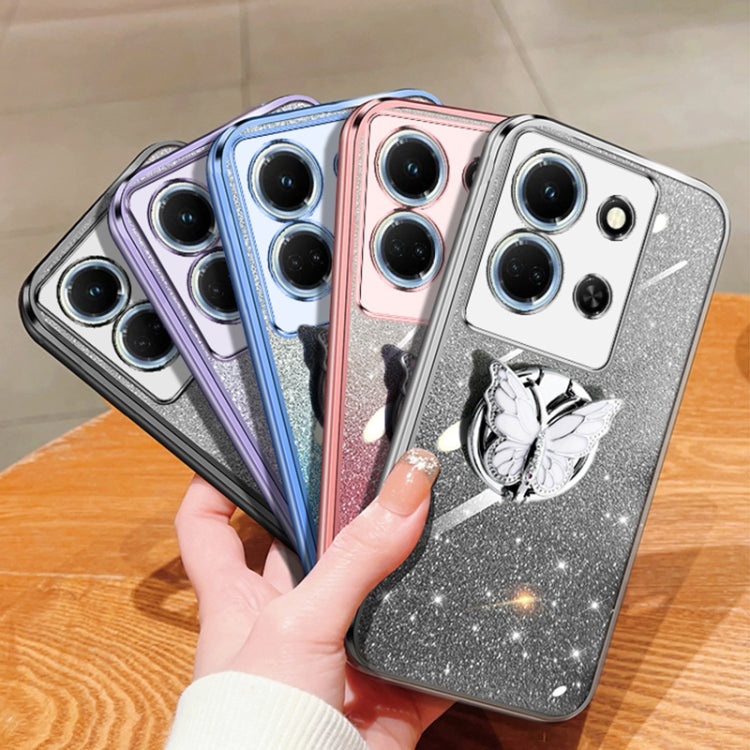 For Infinix Note 30 5G Plated Gradient Glitter Butterfly Holder TPU Phone Case