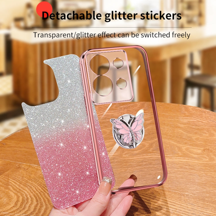 For Infinix Note 30 5G Plated Gradient Glitter Butterfly Holder TPU Phone Case