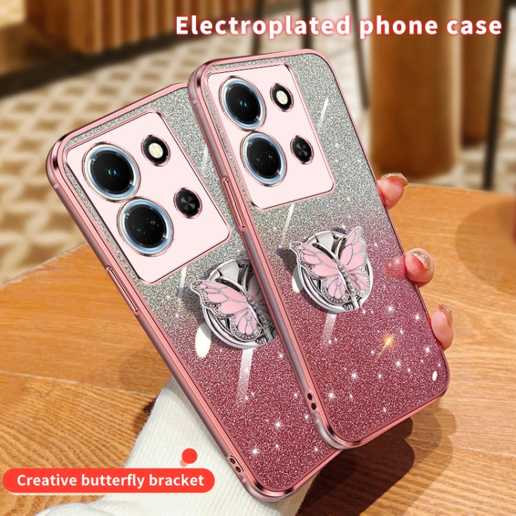 For Infinix Note 30 5G Plated Gradient Glitter Butterfly Holder TPU Phone Case