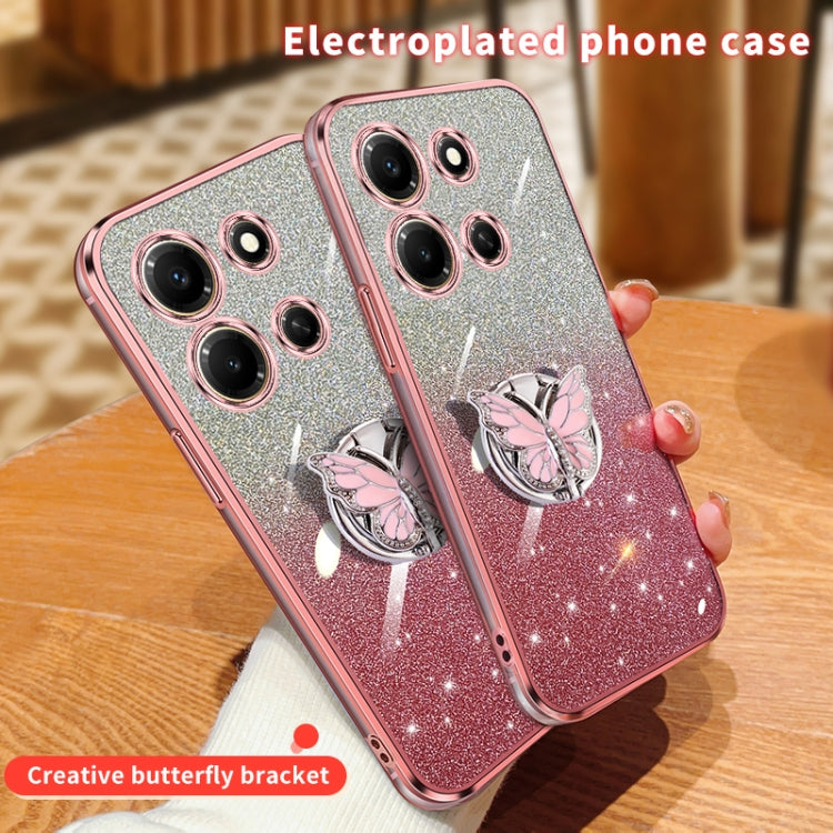 For Infinix Note 30i Plated Gradient Glitter Butterfly Holder TPU Phone Case