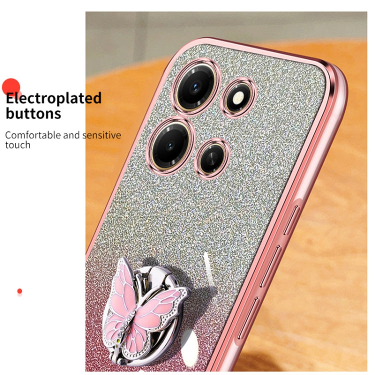 For Infinix Note 30i Plated Gradient Glitter Butterfly Holder TPU Phone Case