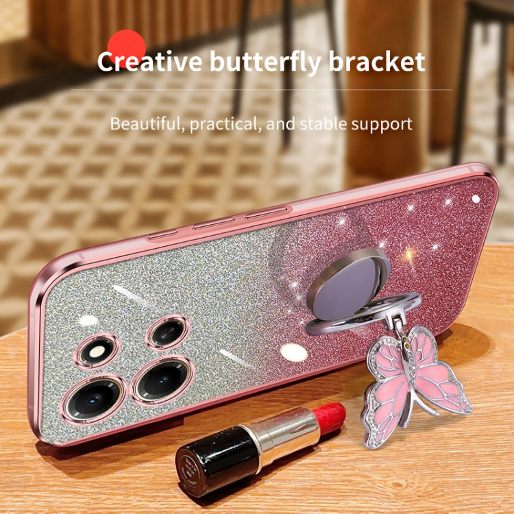 For Infinix Note 30i Plated Gradient Glitter Butterfly Holder TPU Phone Case