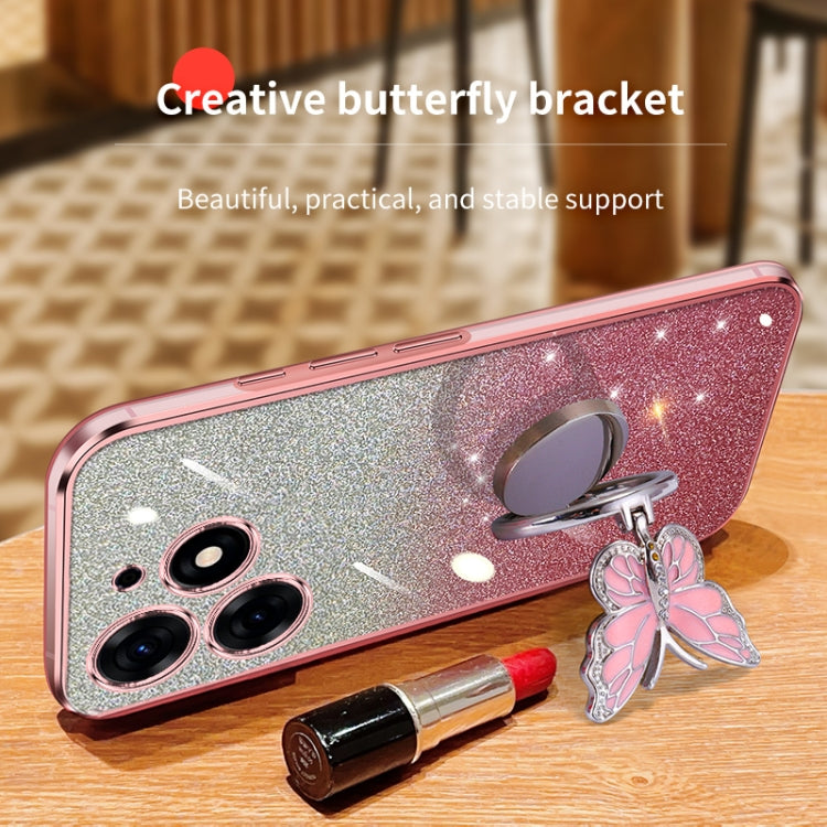 For Tecno Spark 10 Pro Plated Gradient Glitter Butterfly Holder TPU Phone Case