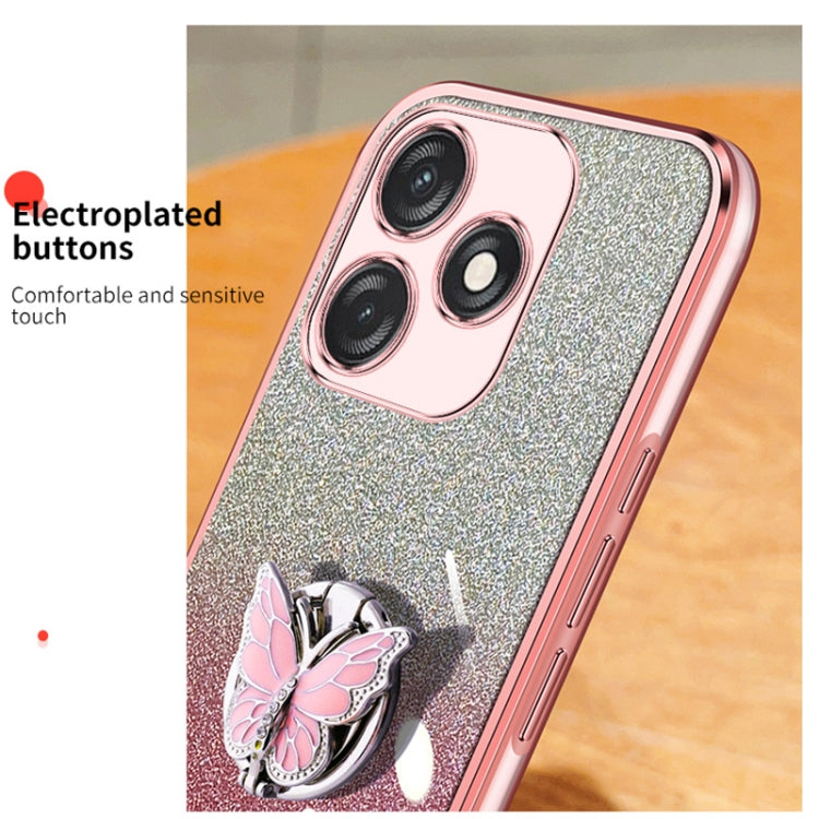 For Tecno Spark 10C Plated Gradient Glitter Butterfly Holder TPU Phone Case