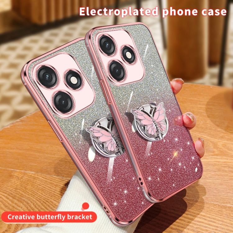 For Tecno Spark 10C Plated Gradient Glitter Butterfly Holder TPU Phone Case