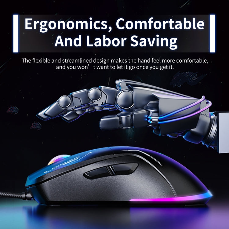 ONIKUMA CW917 RGB 3600DPI Wired Mouse - Black
