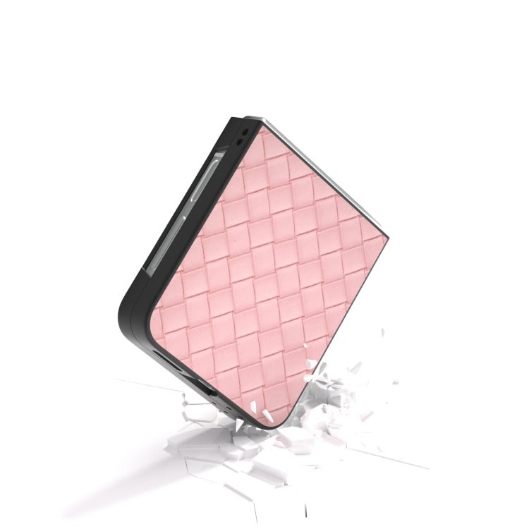 For Samsung Galaxy Z Flip6 / Flip7 FE Black Frame Woven Texture PU Phone Case