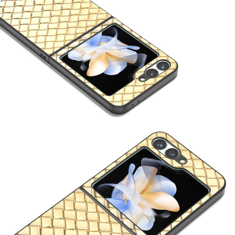 For Samsung Galaxy Z Flip6 / Flip7 FE Black Frame Woven Texture PU Phone Case