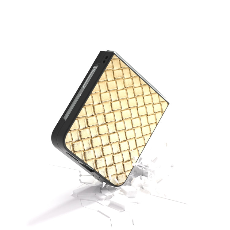 For Samsung Galaxy Z Flip6 / Flip7 FE Black Frame Woven Texture PU Phone Case