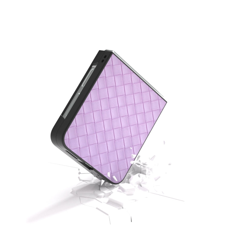 For Samsung Galaxy Z Flip6 / Flip7 FE Black Frame Woven Texture PU Phone Case
