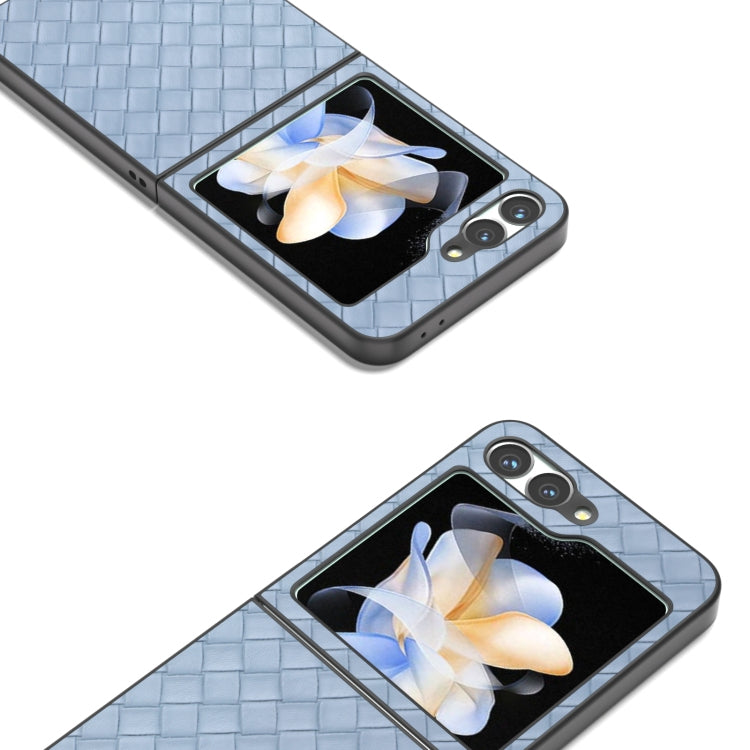For Samsung Galaxy Z Flip6 / Flip7 FE Black Frame Woven Texture PU Phone Case