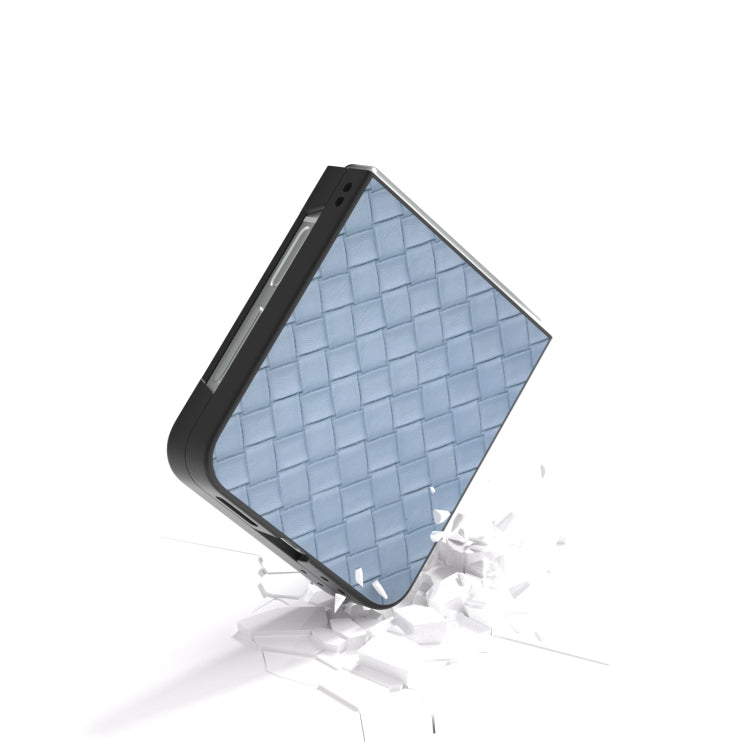 For Samsung Galaxy Z Flip6 / Flip7 FE Black Frame Woven Texture PU Phone Case