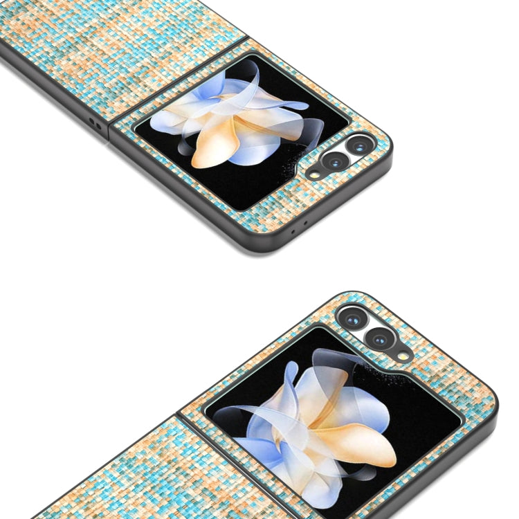 For Samsung Galaxy Z Flip6 / Flip7 FE Black Frame Color Lattice Texture PU Phone Case