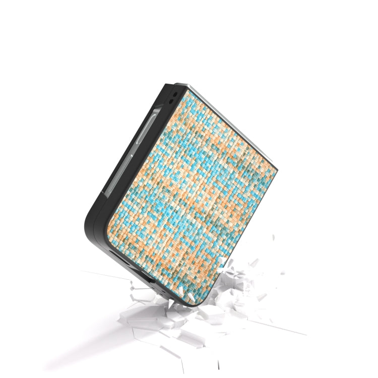 For Samsung Galaxy Z Flip6 / Flip7 FE Black Frame Color Lattice Texture PU Phone Case