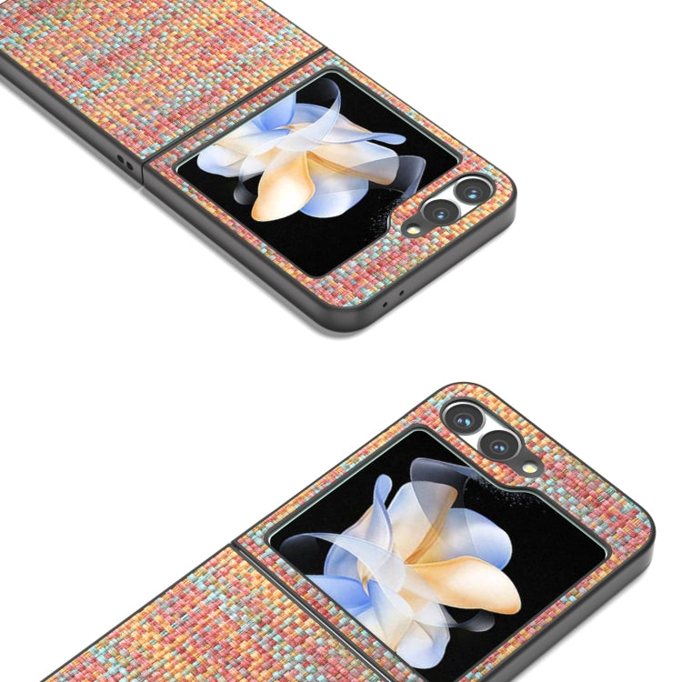 For Samsung Galaxy Z Flip6 / Flip7 FE Black Frame Color Lattice Texture PU Phone Case