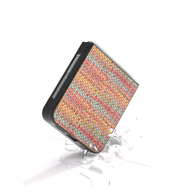For Samsung Galaxy Z Flip6 / Flip7 FE Black Frame Color Lattice Texture PU Phone Case