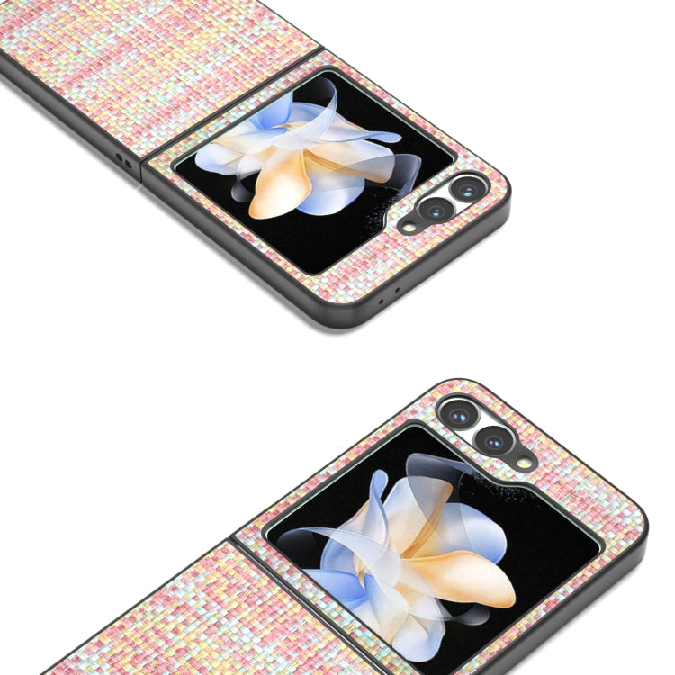 For Samsung Galaxy Z Flip6 / Flip7 FE Black Frame Color Lattice Texture PU Phone Case