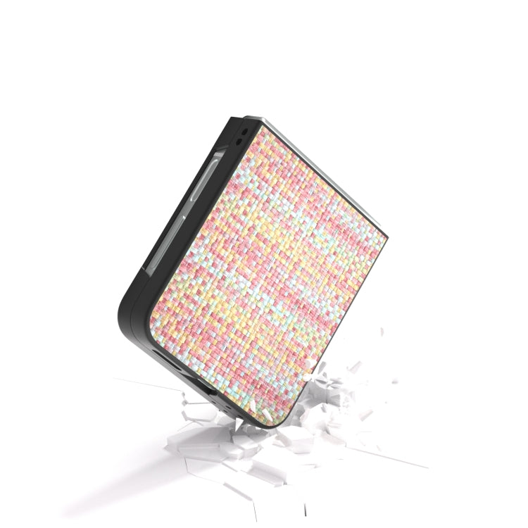 For Samsung Galaxy Z Flip6 / Flip7 FE Black Frame Color Lattice Texture PU Phone Case