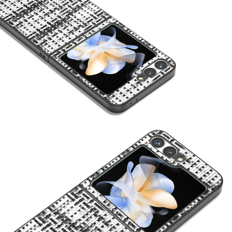 For Samsung Galaxy Z Flip6 / Flip7 FE Black Frame Color Lattice Texture PU Phone Case