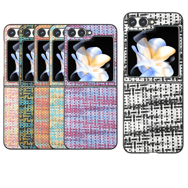 For Samsung Galaxy Z Flip6 / Flip7 FE Black Frame Color Lattice Texture PU Phone Case