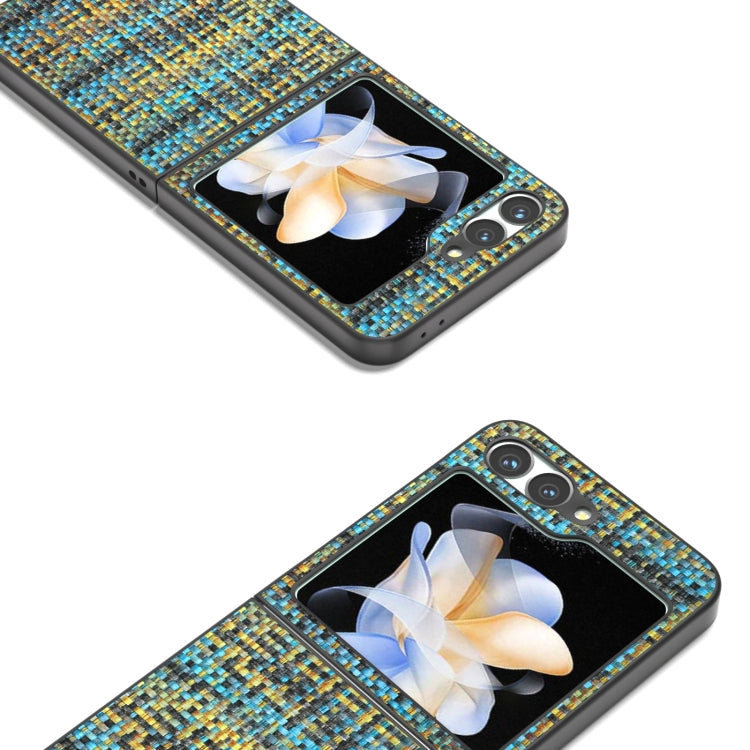 For Samsung Galaxy Z Flip6 / Flip7 FE Black Frame Color Lattice Texture PU Phone Case