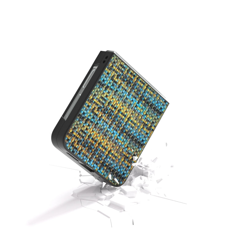 For Samsung Galaxy Z Flip6 / Flip7 FE Black Frame Color Lattice Texture PU Phone Case