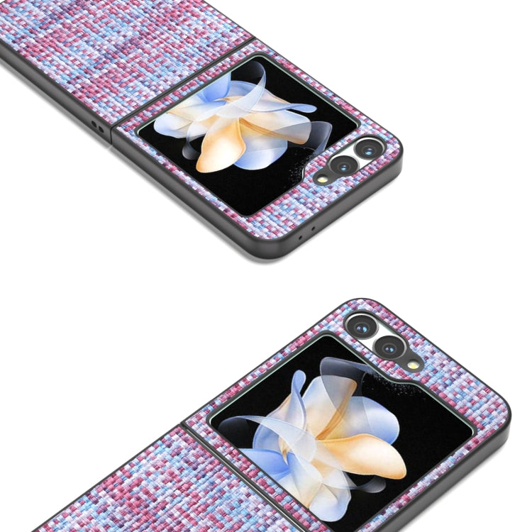 For Samsung Galaxy Z Flip6 / Flip7 FE Black Frame Color Lattice Texture PU Phone Case