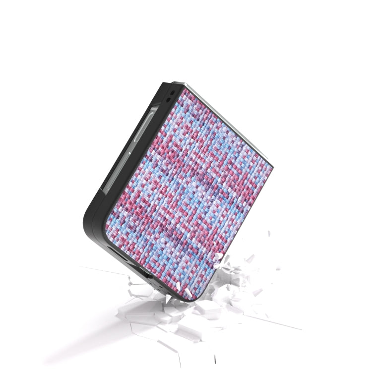 For Samsung Galaxy Z Flip6 / Flip7 FE Black Frame Color Lattice Texture PU Phone Case