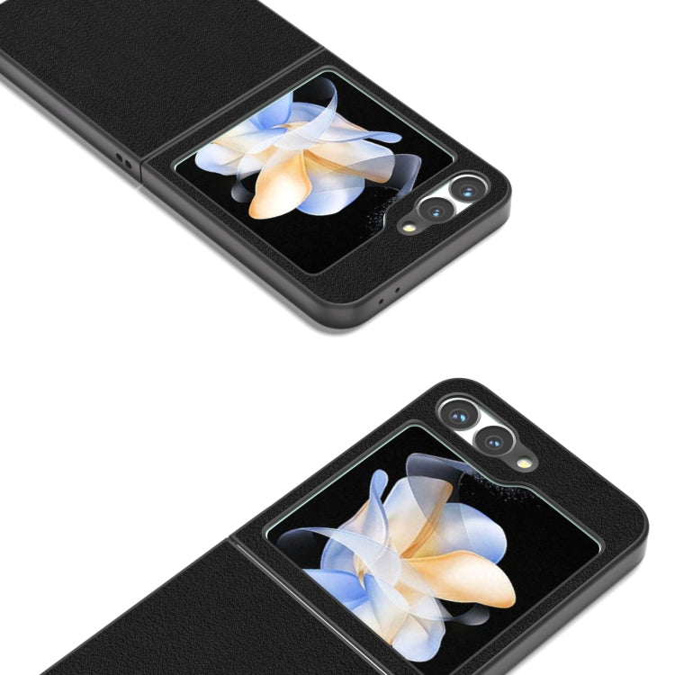 For Samsung Galaxy Z Flip6 / Flip7 FE ABEEL Genuine Leather Wave Black Edge Phone Case