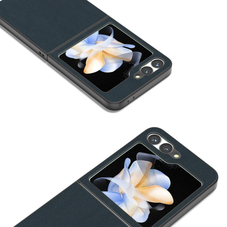 For Samsung Galaxy Z Flip6 / Flip7 FE ABEEL Genuine Leather Wave Black Edge Phone Case