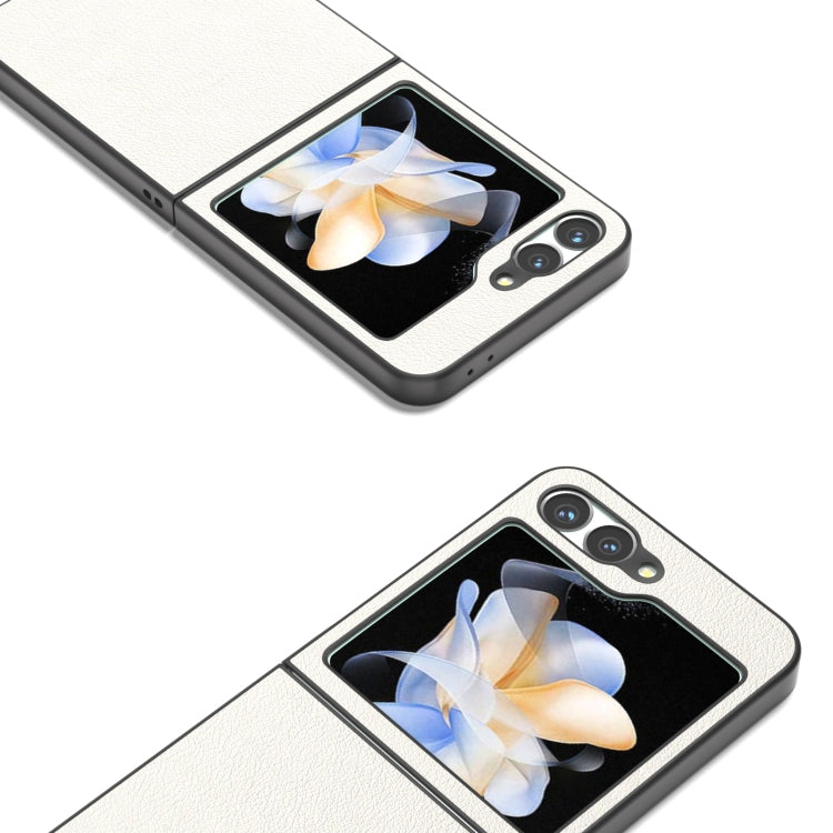For Samsung Galaxy Z Flip6 / Flip7 FE ABEEL Genuine Leather Wave Black Edge Phone Case