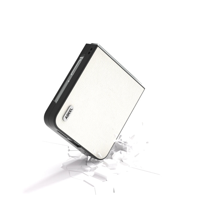 For Samsung Galaxy Z Flip6 / Flip7 FE ABEEL Genuine Leather Wave Black Edge Phone Case