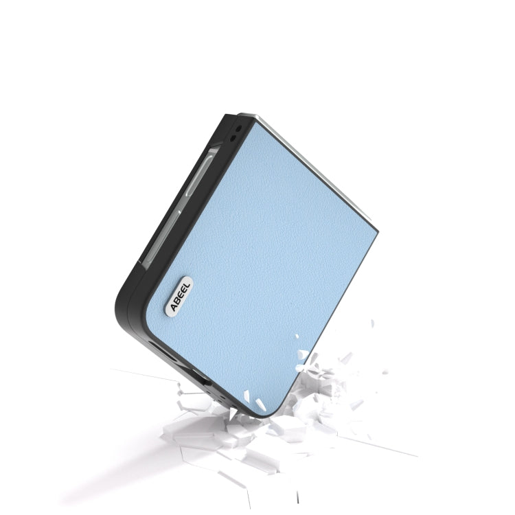 For Samsung Galaxy Z Flip6 / Flip7 FE ABEEL Genuine Leather Wave Black Edge Phone Case