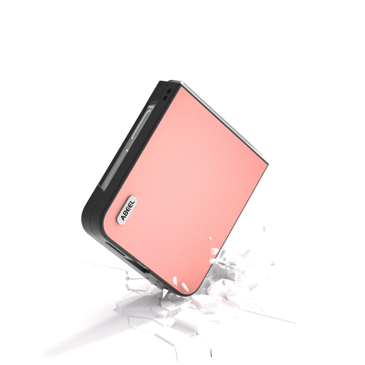 For Samsung Galaxy Z Flip6 / Flip7 FE ABEEL Genuine Leather Wave Black Edge Phone Case