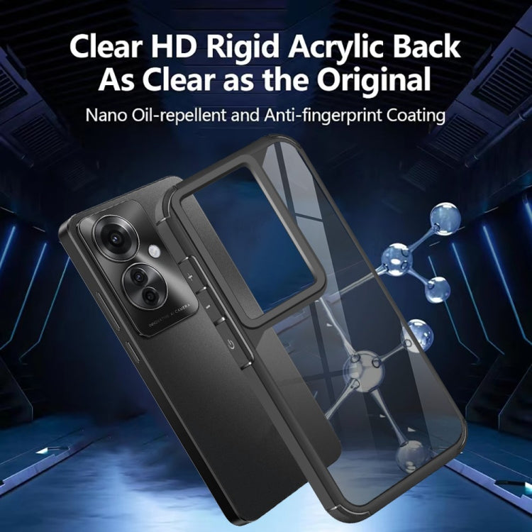 For OPPO Reno11 F 5G Acrylic+TPU Transparent Shockproof Phone Case - Black