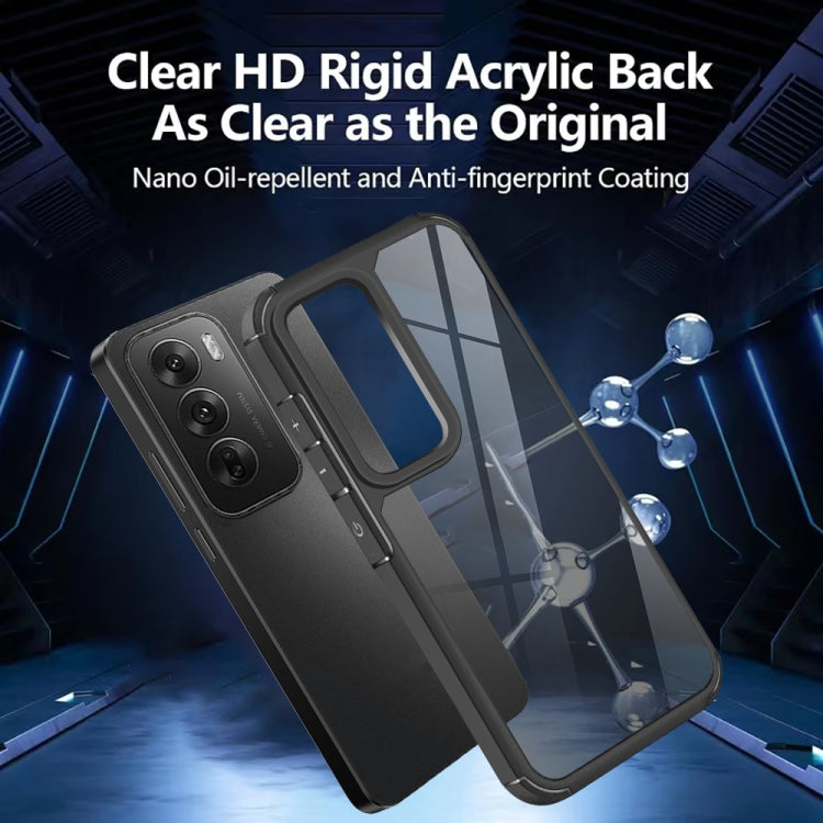 For OPPO Reno12 Global Acrylic+TPU Transparent Shockproof Phone Case - Black