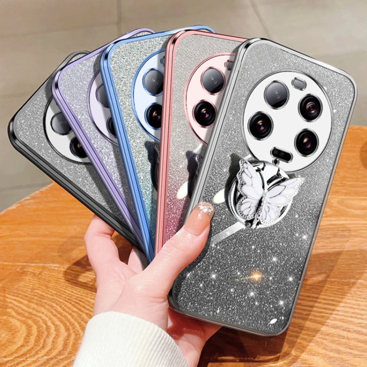 For Xiaomi 13 Ultra Plated Gradient Glitter Butterfly Holder TPU Phone Case