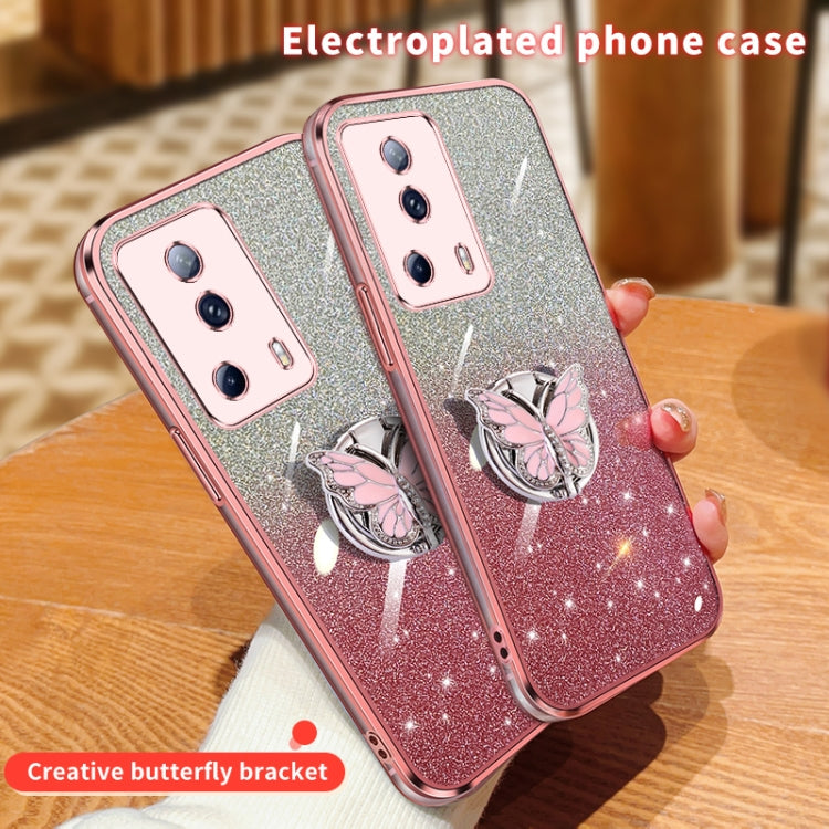 For Xiaomi Civi 2 Plated Gradient Glitter Butterfly Holder TPU Phone Case