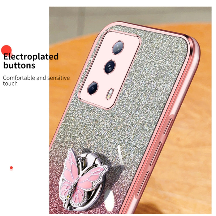 For Xiaomi Civi 2 Plated Gradient Glitter Butterfly Holder TPU Phone Case