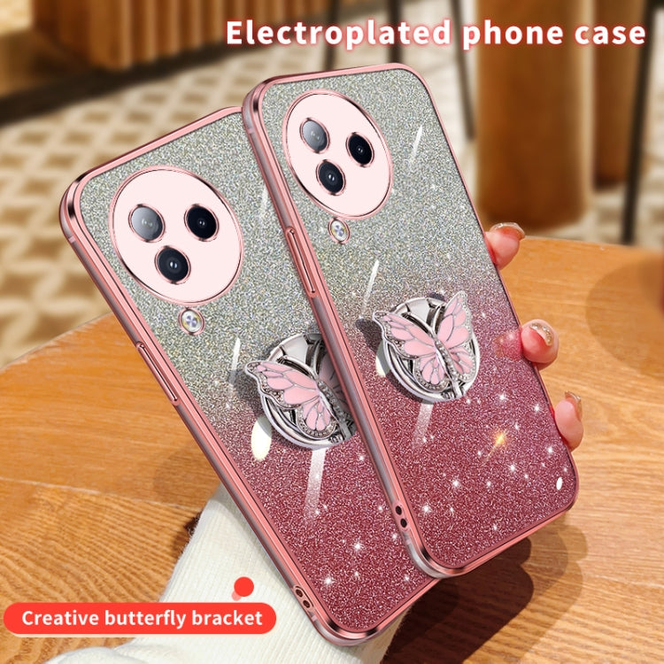 For Xiaomi Civi 3 Plated Gradient Glitter Butterfly Holder TPU Phone Case