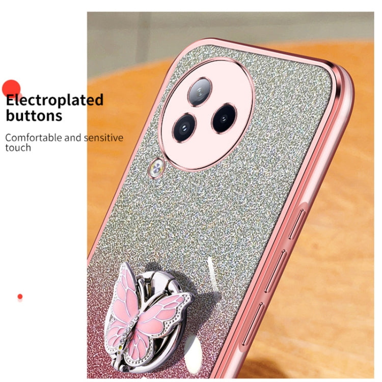 For Xiaomi Civi 3 Plated Gradient Glitter Butterfly Holder TPU Phone Case