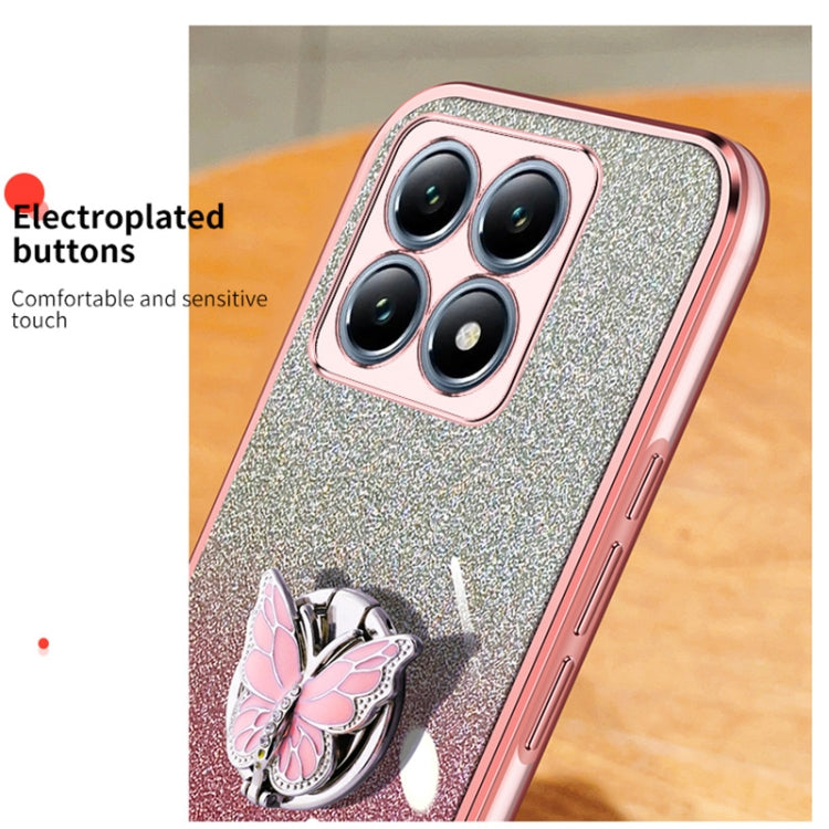 For Xiaomi 14T Pro Plated Gradient Glitter Butterfly Holder TPU Phone Case